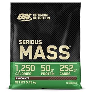 Optimum Nutrition Serious Mass Protein Powder with Creatine, Glutamine, 25 Vitamins and Minerals, Chocolate Flavour, 16 Servings, 5.45KG