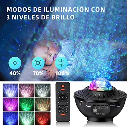Miniatura 2 de Dflive Proyector Estrellas, Led Proyector Galaxia Techo Luz Nocturna Infantil, Proyector De Estrellas Con Control Remoto, Bluetooth Altavoz, Temporizador, Luces Decorativas Habitacion Regalo