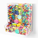 SimplyImagine Acrylic Triple Divided Wall Toy Dispenser, Hanging Organizer and Storage Bin for Childrens Room - 3 Compartment Clear Holder for Blocks, Cars, Trains, Balls, Darts, Snacks and More