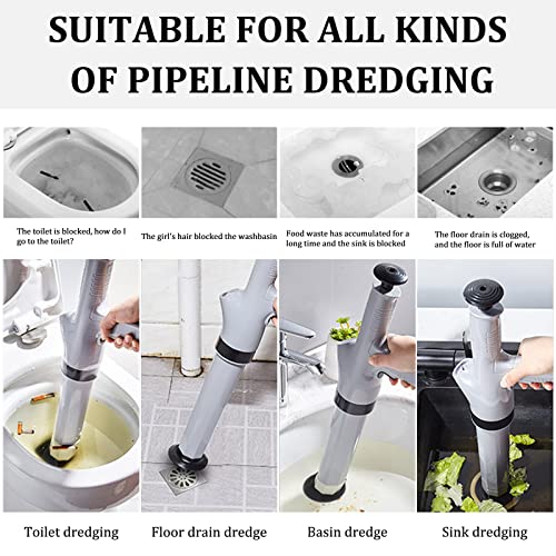9 in 1 Air Plunger for Toilet,Toilet Plunger, Drain Plumb Plunger,Power Plunger,High Pressure with 9 Detachable Assembly Heads for Plugging Toilets,Kitchens,Bathrooms(white) - Thumbnail 3