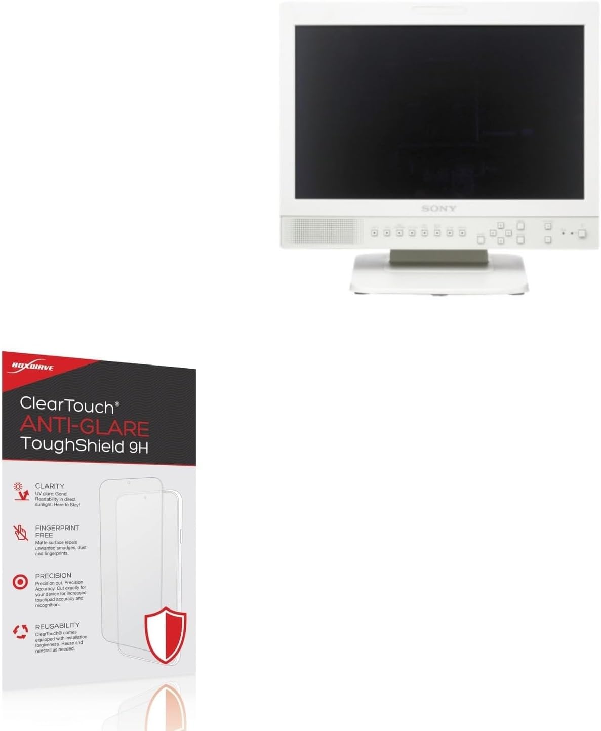 BoxWave Screen Protector Compatible With Sony LMD-1530MD - ClearTouch Anti-Glare ToughShield 9H (2-Pack), Anti-Glare 9H Tough Flexible Film Screen Protector