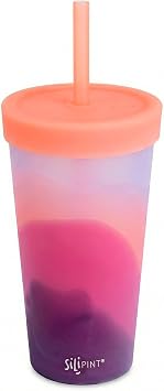 Silipint 22oz Silicone Bomber Cup - Reusable Straw Tumbler, Unbreakable, Flexible, Hot/Cold, Airtight Lid, Travel, Sustainable - Desert Sun with Smoke Lid Pack of 1