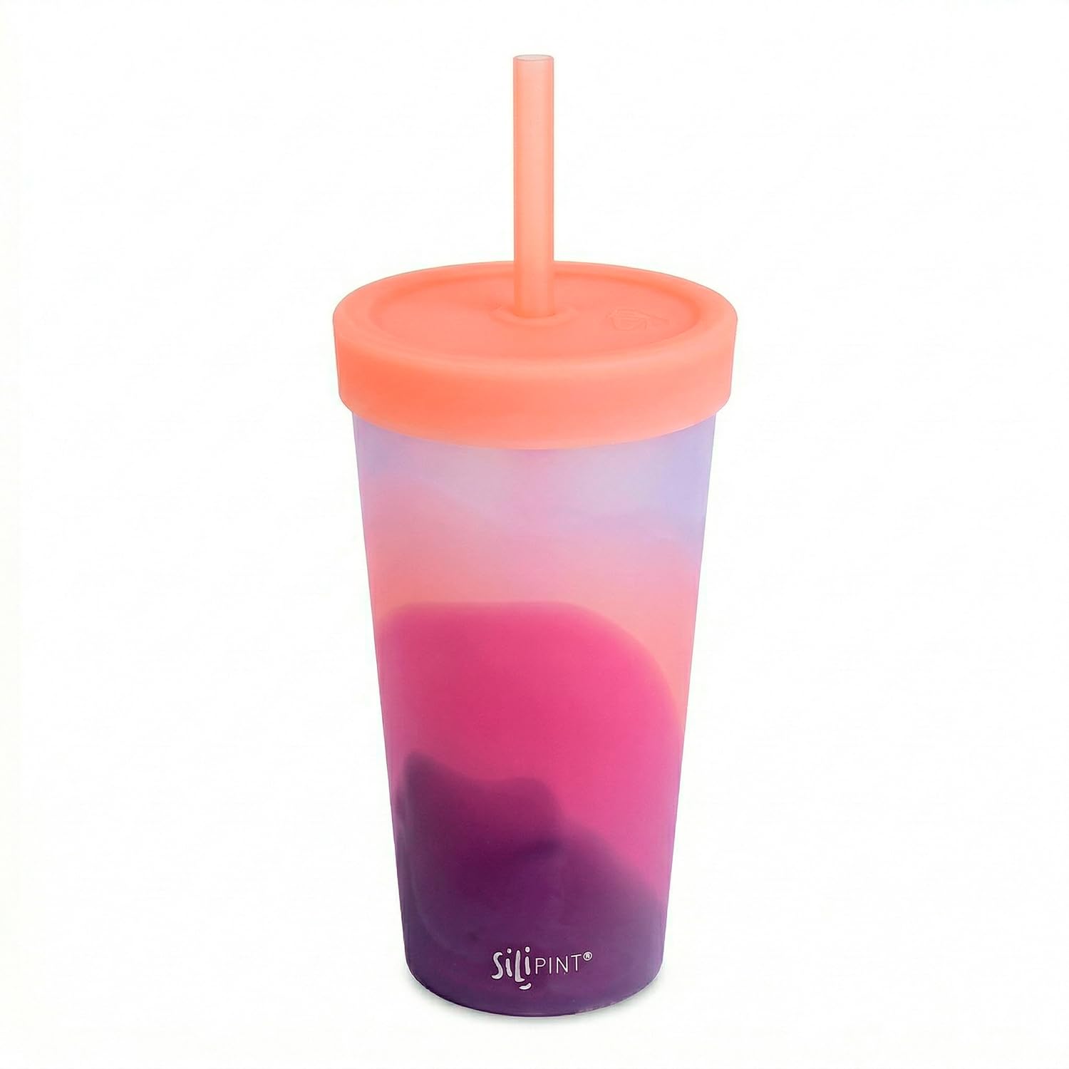 Silipint 22oz Silicone Bomber Cup - Reusable Straw Tumbler, Unbreakable, Flexible, Hot/Cold, Airtight Lid, Travel, Sustainable - Desert Sun with Smoke Lid Pack of 1