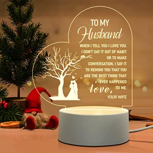 Valentines Gifts for Husband - to My Husband Gifts from Wife Night Light, Husband Birthday Gifts, Anniversary Weeding Gifts for Husband, Fathers Day Night Lamp Gifts for He from Wife