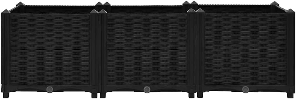 Rectangular Outdoor Planter Box, Matte Black Polypropylene, 47.2x15.7x15.0 in, Durable Garden Bed for Flowers, Herbs, Vegetables, Weatherproof Raised Bed