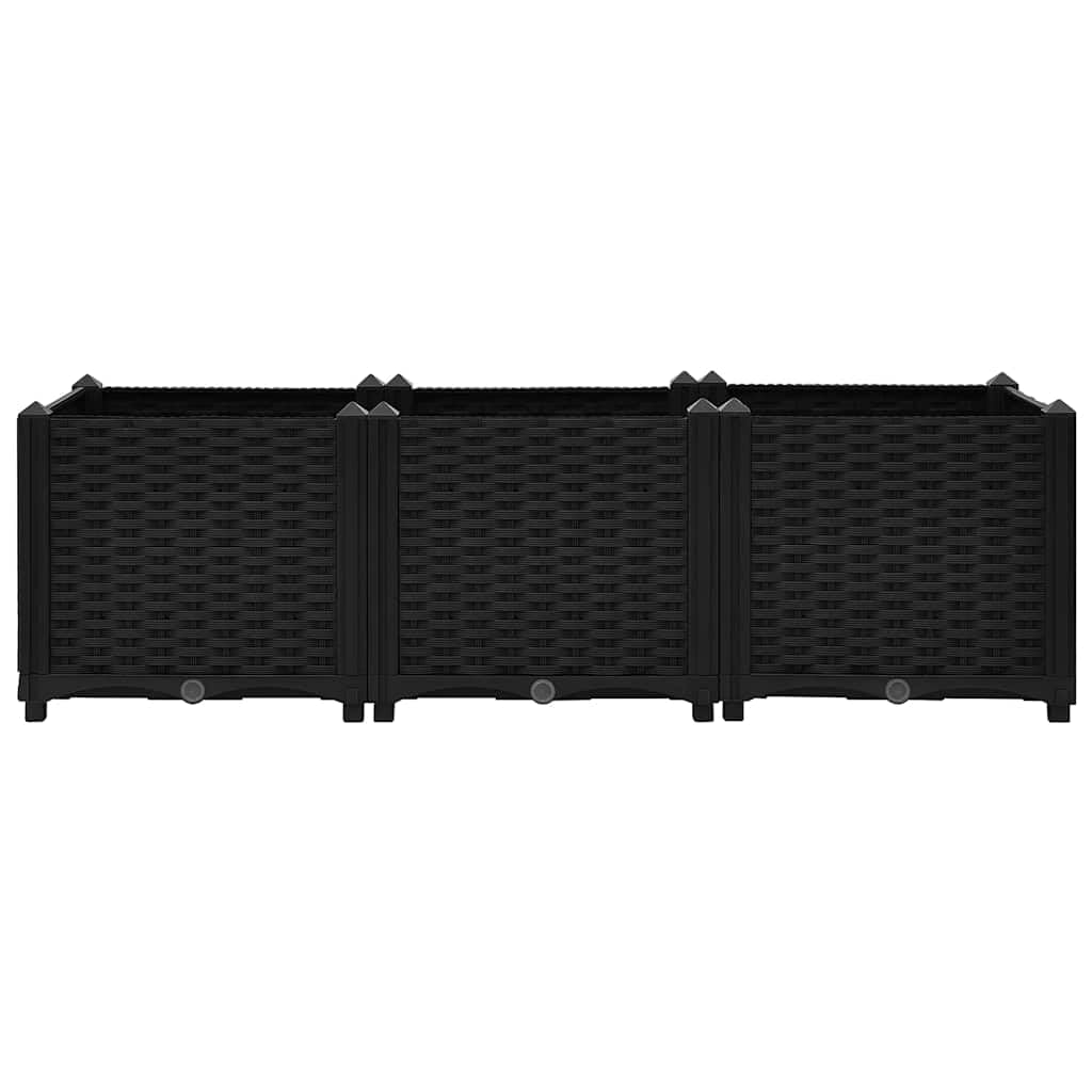 Donica do podniesionej rabaty 120x40x38 cm z polipropylenu czarna, podwyższona grządka ogrodowa na kwiaty warzywa zioła, wysoka wytrzymałość na warunki zewnętrzne, łatwy montaż