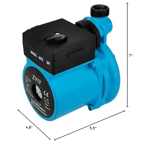 ZYIY 115V Automatic Domestic Water Pressure Booster Pump for Home 3/4\" 100W Hot Water Recirculating Pump Criculation Booster Pump 9m/29ft 30L/min Circulator Pump for boiler,Whole House Shower System