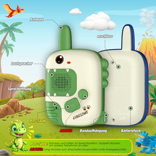 Walkie Talkie Kinder, Dinosaurier Spielzeug ab 3 4 5 6 7 8 Jahren Junge 3-8 Jahre Geschenkideen Walky Talky Weihnachten Geschenk Junge 3-8 Jahre Spiele für Jungen Funkgerät Kinderspielzeug Spielsachen