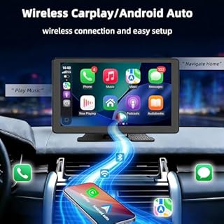 Écran Carplay Voiture 9", Carplay Android Auto sans Fil - Ecran Tactile pour Voiture avec Caméra de Recul | Transmetteur FM, AUX - Autoradio Portable pour la Majorité des Voitures