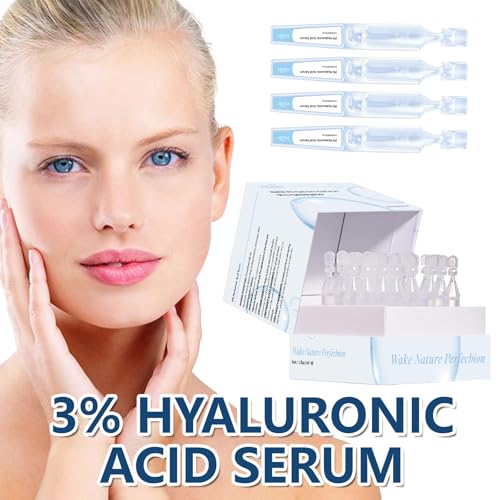 RWSEFK 3% Hyaluronic Acid Serum Ultra-Hydrating Vials, Hyaluronic Acid Tubes, Wake Nature Perfection Hyaluronic Acid, 3% Hyaluronic Acid Serum for Face, Ultra Hydrating Serum (1 Box of 30) 1.2ml