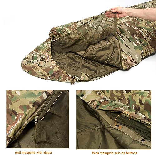 Image of MT Military Army Force Defence 4 & Tropen Patrol Mummy Sleeping Bags with Bivy Cover Compression Sack, Modular Sleeping System 2.0 for Cold Weather,