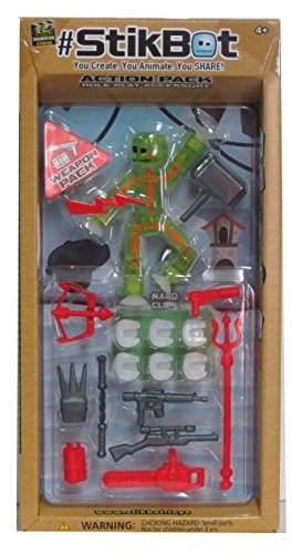 #StikBot Action Pack Figure Roleplay Accessory Set (Green, Weapon Pack)