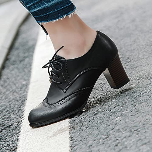Mikarka XBN0166-BLACK-39 Vintage Oxford Shoes thumb #3