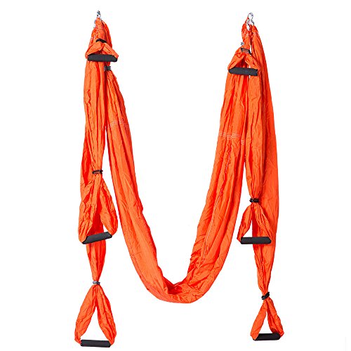 ELEOPTION Yoga Swing Ultra Strong Antigravity Yoga Hammock Trapeze Sling for Antigravity Yoga Inversion Exercises (Orange)