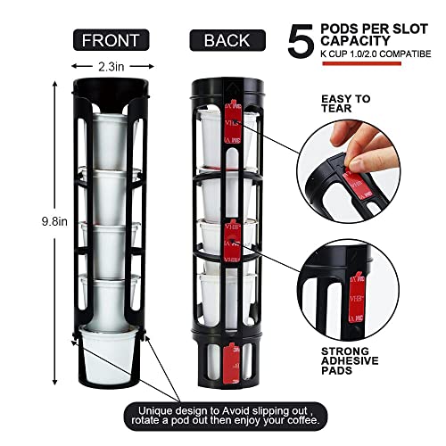 Sungrace K Cup Coffee Pod Holder For Keurig K-Cup Coffee, Side Mount Storage Organizer, Perfect For Small Counters ( Black, 4 Pack For 20 K Cups) #TOP2