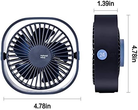 warrita Mini Desk Fan Usb Fan Silent Powerful with 3 Speeds and 360° Rotatable Small Cooling Desktop Fan while Sleeping, Working, Reading in Office and Home (Blue)