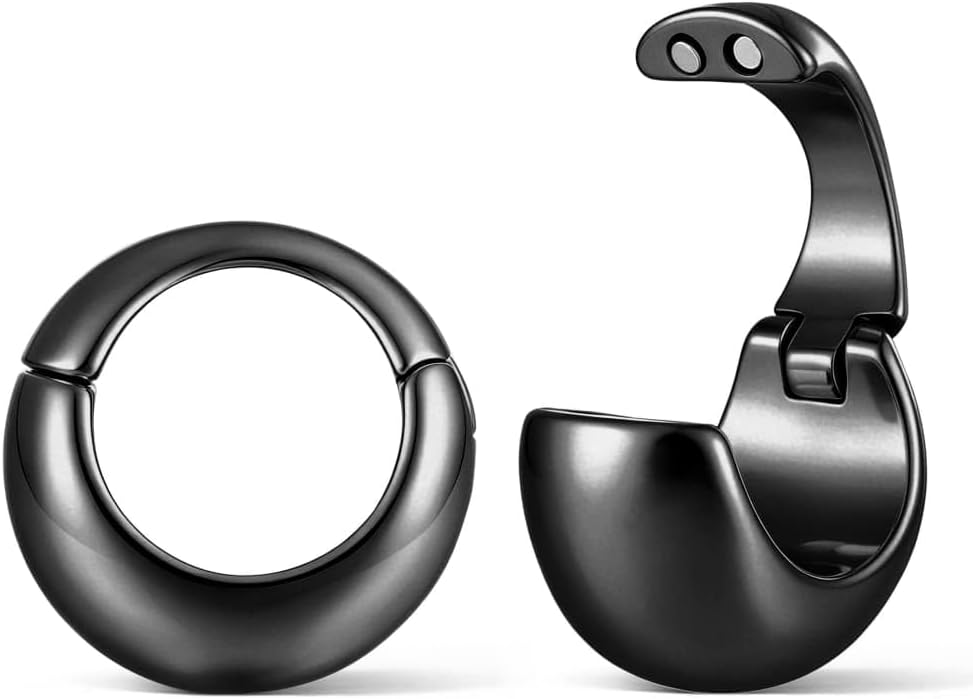 LADEMAYH 2PCS Chunky Clicker Hoop Ear Weights for Stretched Ears, Hypoallergenic 316L Stainless Steel Dangle Weighted Gauges Punk Body Jewelry for 0g 00g