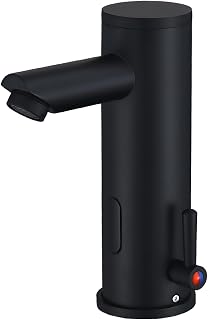 Automatischer, berührungsloser Waschbeckenarmatur, Sensor, bewegungsaktiviert, No-Touch-Messing-Wasserhahn mit einstellbarem Temperaturkontrollgriff für Zuhause, Waschtisch, Gewerbe und Büro (kurz