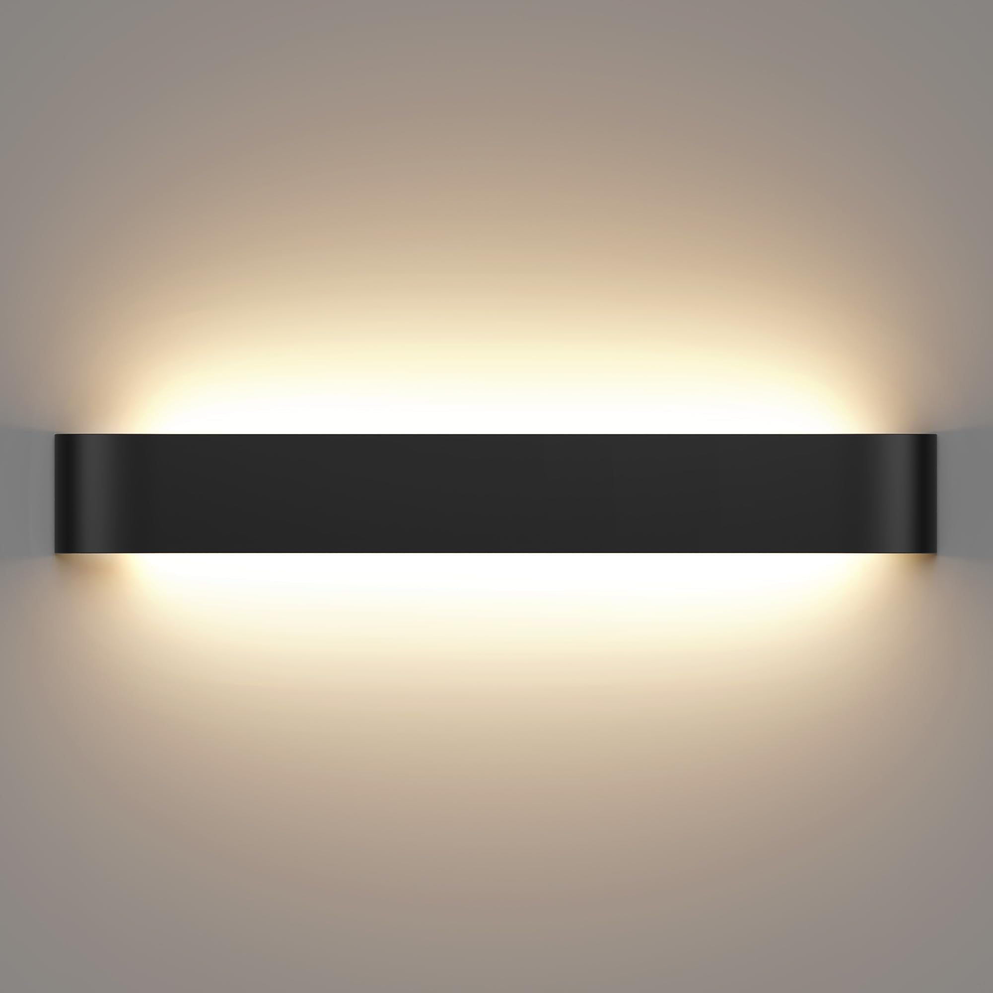 OOWOLF Indoor Led Wall Lights - 1 Pack 3000K/4500K/6000K Adjustable Color Temperature Wall Lights for Bedroom Living Room Kitchen Dining Room (Black-22.8 Inch, 1 Pack)