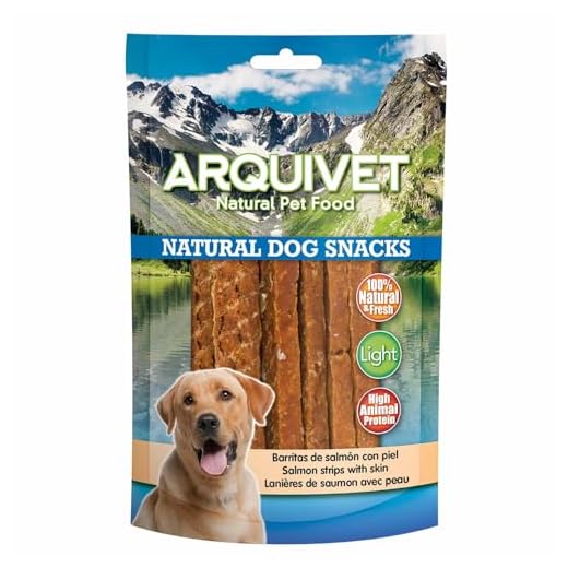 Arquivet Barritas de salmón con piel - Snacks naturales para perros - Chuches para perros - Golosinas para perros - Alimentación y comida para perros - Snacks caninos - 100 g