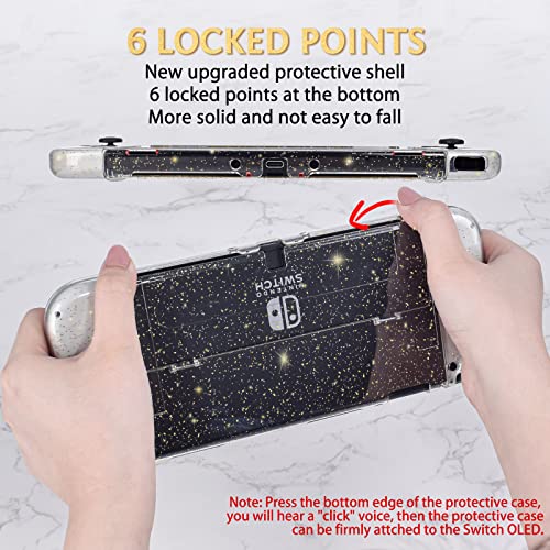 Dlseego Protective Glitter Case Compatible With Switch Oled Console Updated Version, Glitter Bling Soft Tpu Cover With Shock-Absorption And Anti-Scratch Design- Golden Crystal Glitter #TOP5