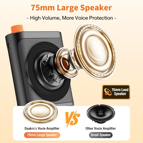 Daakro Wireless Voice Amplifier w/Magnetic Lavalier Mic,2000 mAh Bluetooth Power Amplifier w/ 2 Mic, Portable Voice Amp for Teachers Classroom Speech/Tour Guides/Coaches Yoga Fitness Instructors