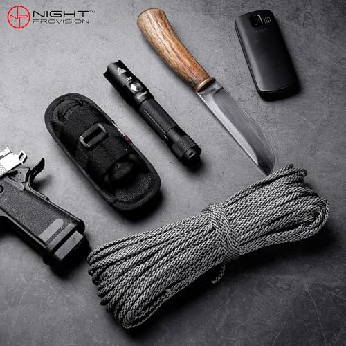 TH1 Tactical Flashlight Holster Duty Belt Pouch Open-end Stretchable Rotatable Clip 360 Degree Holder for Police Military Security Belt (Black)