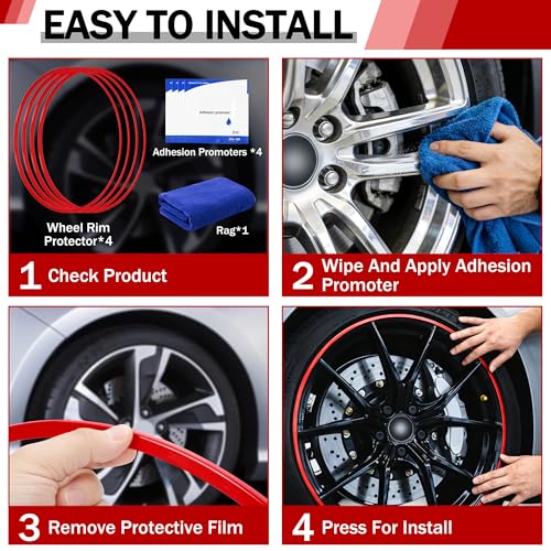 Automotive Alloy Wheel Rim Protector (18 Inch Red) Set of 4 by sigfee - Used condition - Image 7
