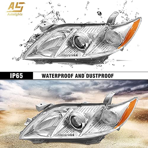As 2007 2008 2009 Toyota Camry Headlight Assembly Headlamps For 07 08 09 Camry Exclude Hybrid Projector Left And Right Pair - Chrome Housing Clear Lens #TOP4