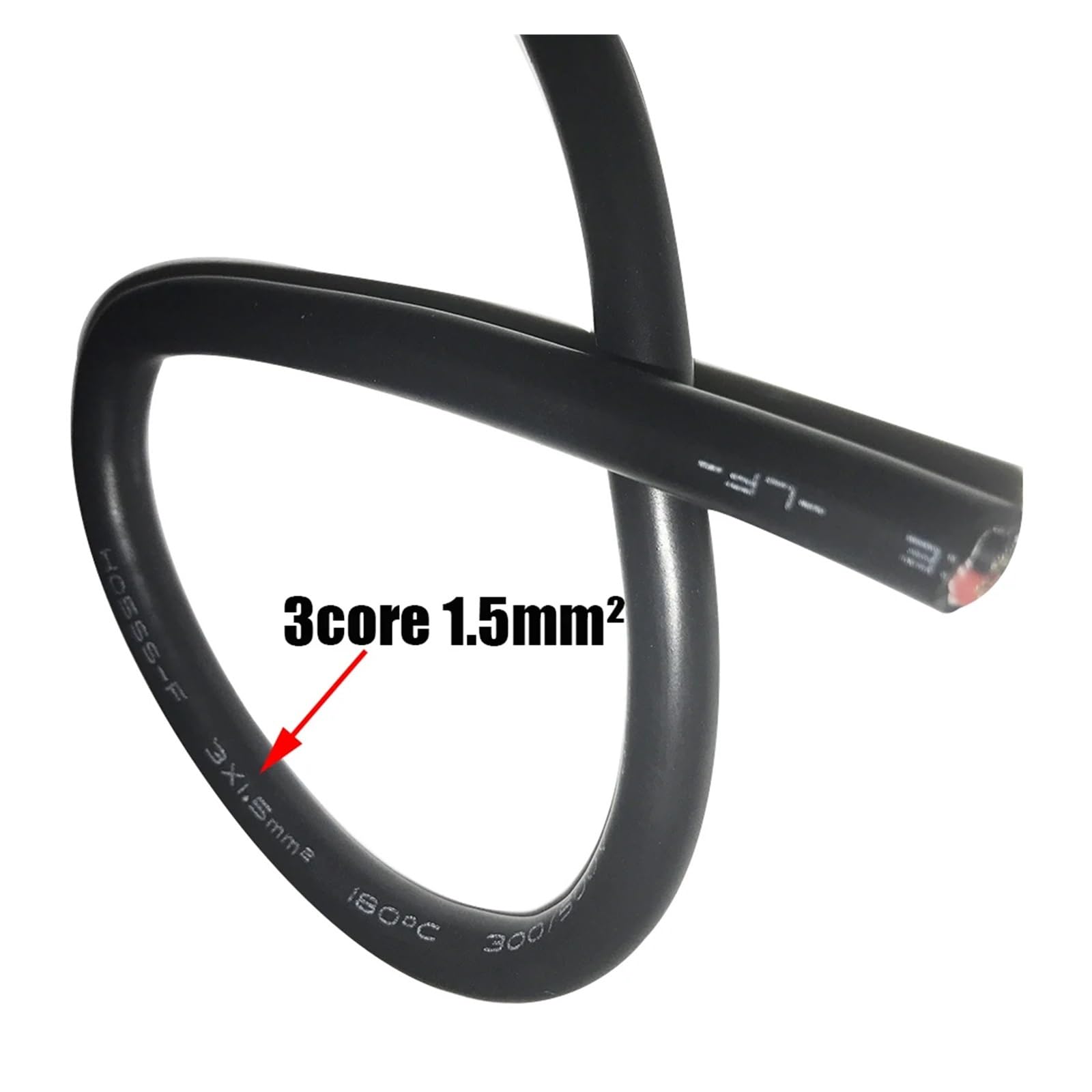 3-żyłowy kabel silikonowy, wysokotemperaturowy, 6 metrów, przewód przeciwzamarzaniowy, gumowy AGR(Noir,3core 0.5mm2)