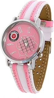 Qtqgoitem Fashion Jewelry Slim Faux Pink White Leather Quartz Watch Wrist Watch (Model: b36 4a1 05d 71c 794)