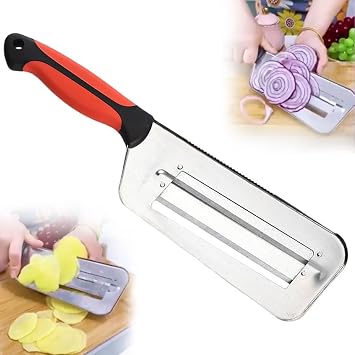 Stainless Steel Dual Blade Julienne Cutter, 2025 New Cabbage Shredder for Coleslaw, Stainless Steel Shredder Knife, Kitchen Multifunctional Vegetable Cutter Slicer 1 Pcs