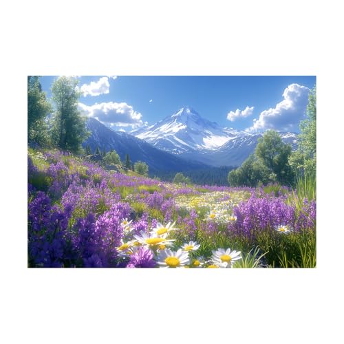 Tableau fleurs sur toile évocation poétique d'un paysage pourpre de montagne
