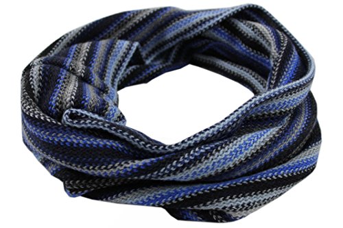 Écharpe en boucle rayée bleue en laine Mérinos, le cadeau idéal de l'hiver