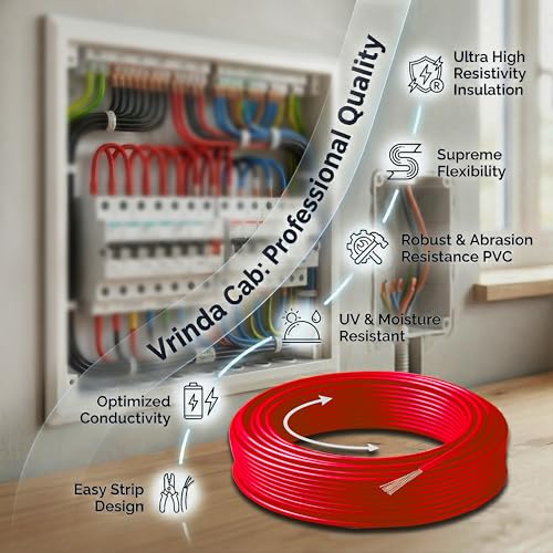 Image of VRINDA Red 4mm 90 Meter Electrical Wire | FR PVC Insulated Heavy-Duty CCA Copper Cable for Home, Office & Industrial Wiring | Durable & Safe Performance