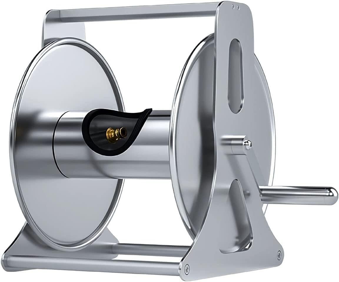 Portable/Wall Mounted Stainless Steel Hose Reel – 40m Capacity, 1/2" Garden Water Hose Trolley For Car Wash & Lawn
