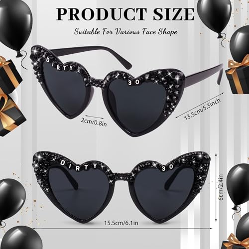 30th Birthday Glasses 'Dirty 30' Bday Party Supplies, Birthday Glasses for Thirtieth Birthday Gift Accessories Party Favors3