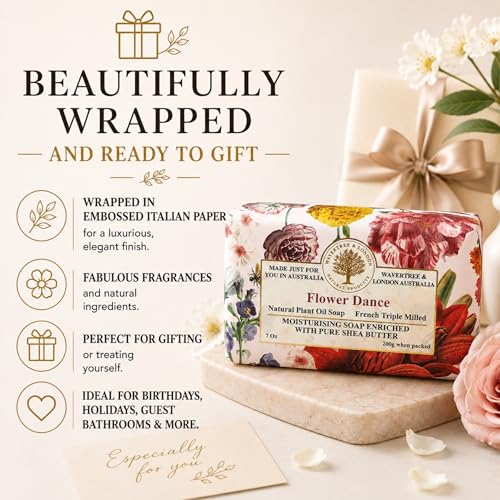 Image of Wavertree & London Flower Dance Natural Soap Bars, Triple Milled Bath Soap