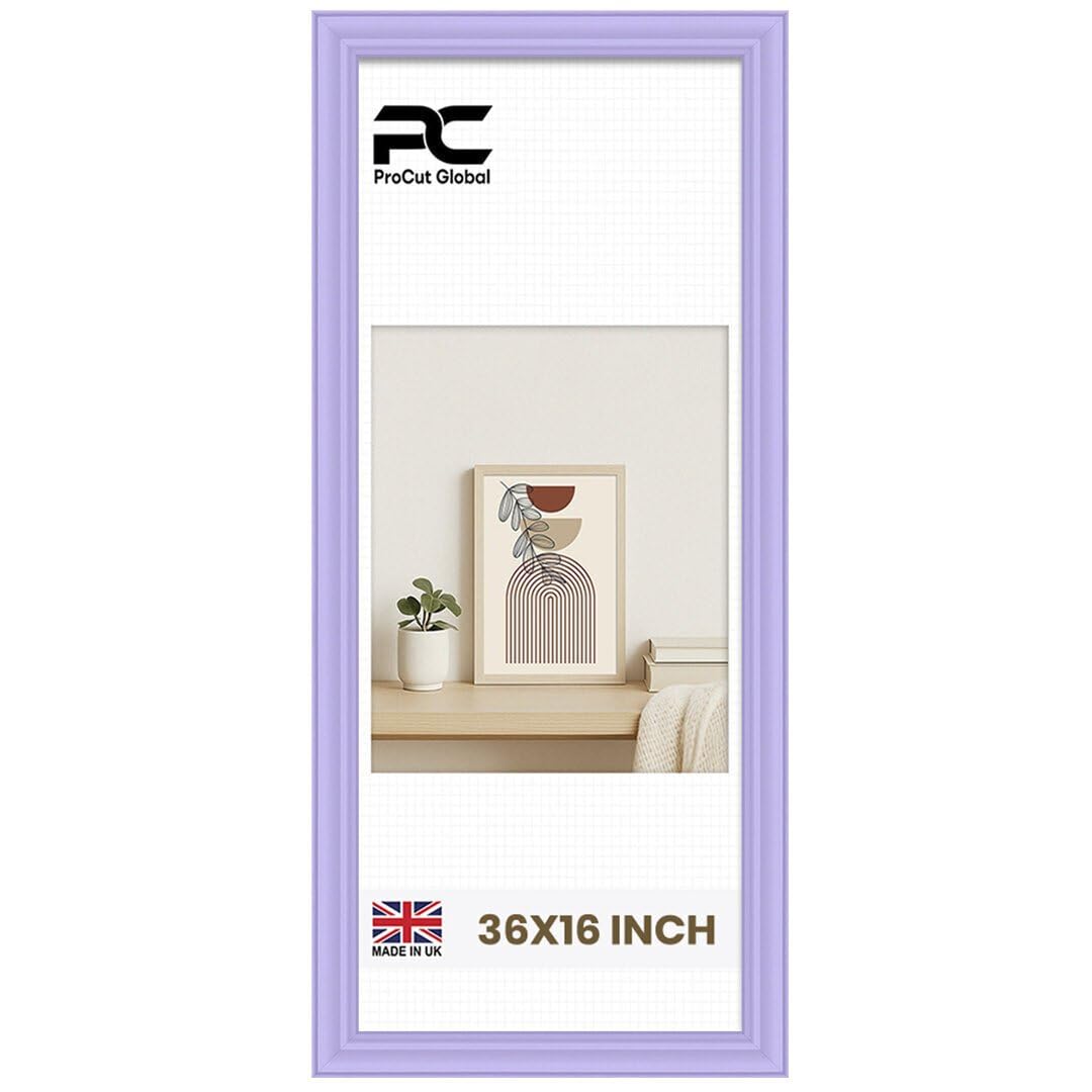 Procut Global 36x16 Purple Picture Frames - Classic Wooden Photo Frame with Shatterproof Perspex for Wall or Tabletop - Perfect for Posters, Certificates & Prints - Sizes & Colors Available