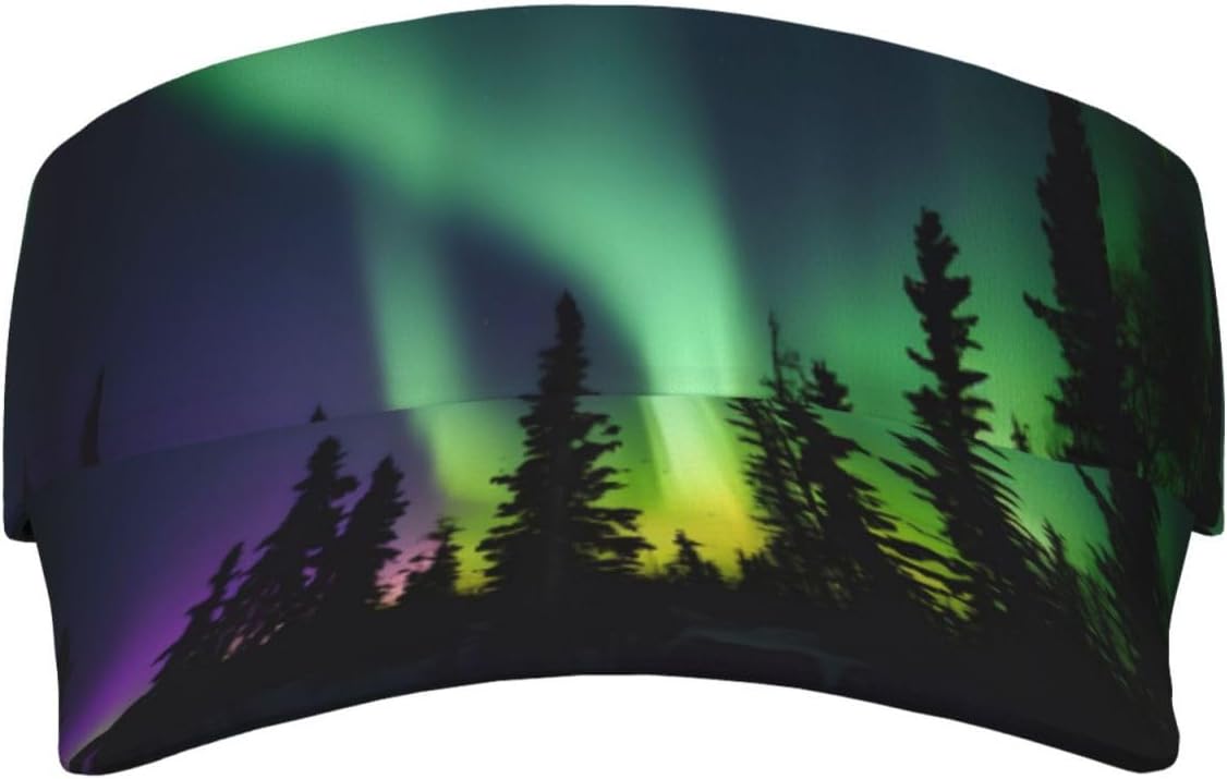 Dark Northern Lights Print Print Foldable Sun Visor Hat Lightweight Adjustable Sun Visor Hat Outdoor Sports Cap for Adults