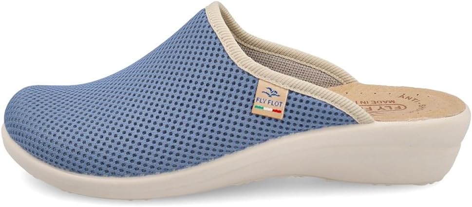 Fly Flot ANOIA Women's Elastic Mesh Slippers Breathable Fresh Padded Leather Insole Light Blue 37 Slide Sandals EU