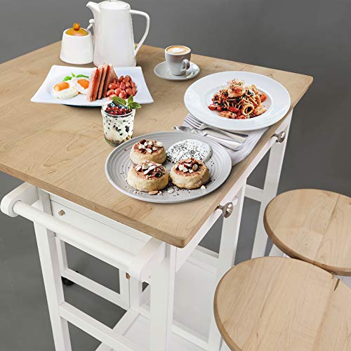American Trails Drop-Leaf Table, Harvest Hardwood Top, Square-White Breakfast Cart - Thumbnail 6