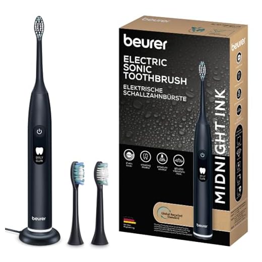 Beurer SC 50 Schallzahnbürste, elektrische Zahnbürste mit 5 Putzmodi & Andrucksensor, 80.000 Schwingungen, Display mit Putzdauer-Anzeige, inkl. 2 Aufsteckbürsten (Midnight Ink)
