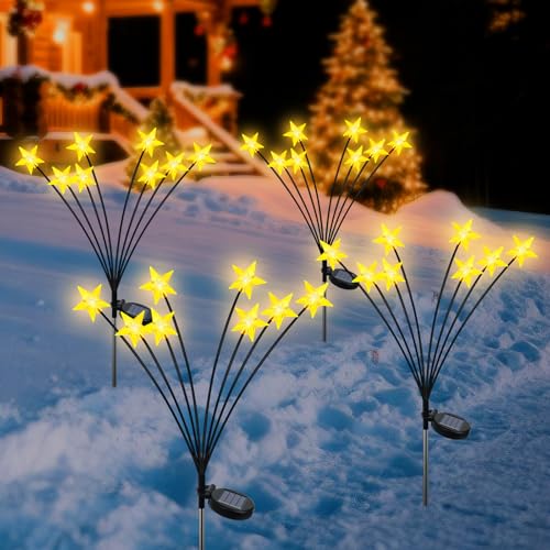 Solarlampen für Außen Garten, 4 Stück 32 LED Sternen...