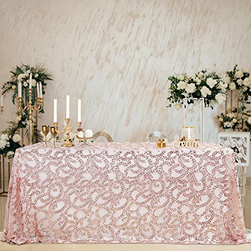 B-Cool Glitter Tablecloth Fabulous Rose Gold Vine Tablecloth Sequin Overlay Embroidered Table Overlay For Party Cake Dessert Table Exhibition Events 50X80 Inches #TOP23