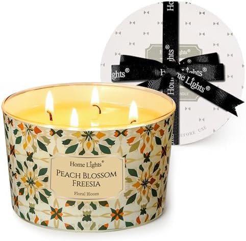 HomeLights Soy Wax Candles for Home Scented, 4-Wick Candles in Pe...