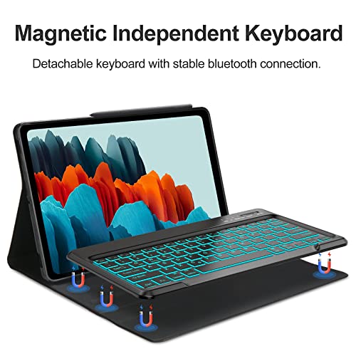 Oyosuogg Samsung Galaxy Tab S8 Plus/S7 Fe/S7 Plus 12.4” Keyboard Case, 7 Color Backlight Keyboard- Protective Stand Cover With Detachable Bluetooth Keyboard For Tab S7 Fe 2021/S7+ 2020/S8+ 2022-Green #TOP5