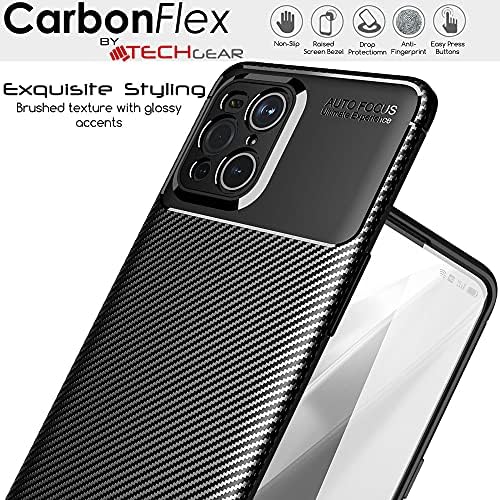 TECHGEAR Carbon Fibre Case for Oppo Find X3 Pro 5G [CarbonFlex Case] Flexible, Shockproof, Ultra Slim, Soft TPU Protective Shell Cover with Carbon Fibre Detailing Designed For Oppo Find X3 Pro 5G