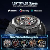 Smartwatch Herren Damen, Militär Smart Watch mit Telefonfunktion, 1,39"HD Touchscreen, IP68 Wasserdicht Sportuhr, 110+Sportmodi Fitness Tracker, Herzfrequenz, Schlafmonitor, Fitnessuhr für iOS Android – Ansicht 4