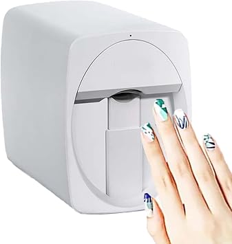 Nail Art Printer, 3D Automatic Nail Printer Machine, Portable Mobile Nail Art Printing Machine, Digital Mobile Nail Art Printer for Home Or Nail Salon,White